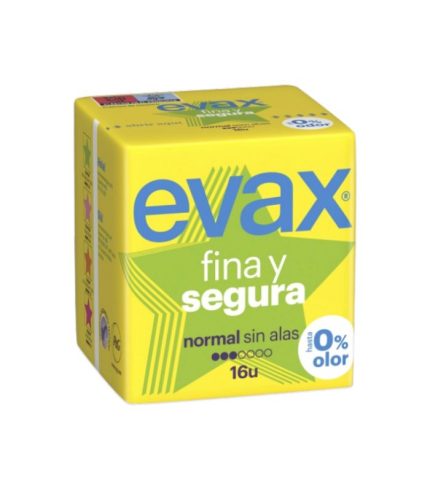 Compresas fina y segura normal sin alas Evax (16 U)