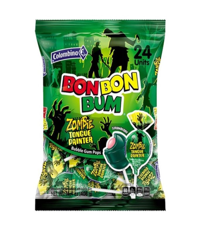 zombie.jpeg Paquete de chupa chupa Bon Bon Bum Zombie 24 unidades (408 g) - Imagen 1
